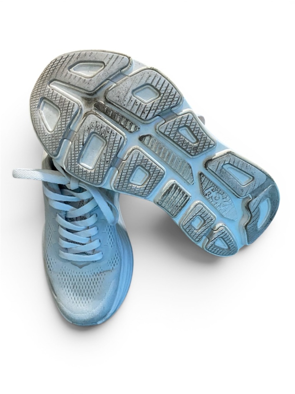 Hoka Women's White Running Shoes with Blue and Purple Sole Accents - Picture 6 of 7